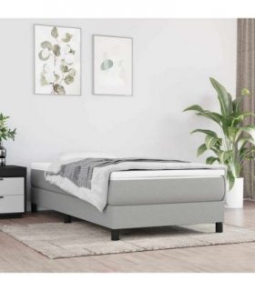 vidaXL Box Spring Bed Frame Light Grey Single Fabric