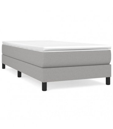 vidaXL Box Spring Bed Frame Light Grey Single Fabric