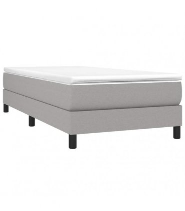 vidaXL Box Spring Bed Frame Light Grey Single Fabric