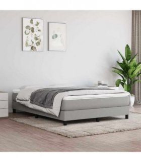 vidaXL Box Spring Bed Frame Light Grey Double Fabric