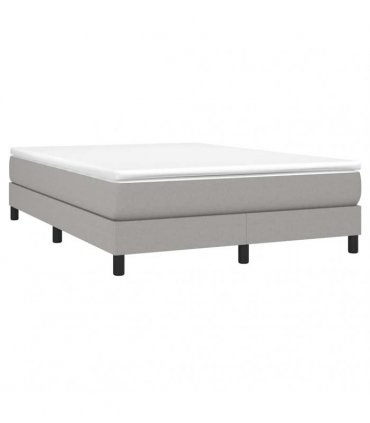 vidaXL Box Spring Bed Frame Light Grey Double Fabric