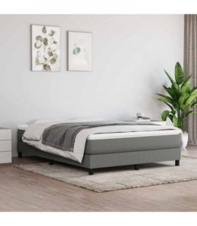 vidaXL Box Spring Bed Frame Dark Grey Double Fabric