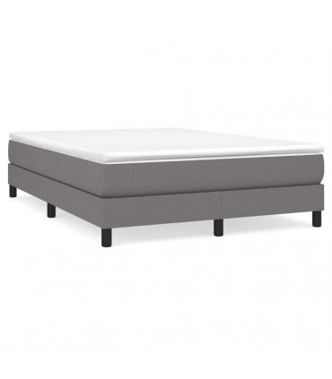 vidaXL Box Spring Bed Frame Dark Grey Double Fabric