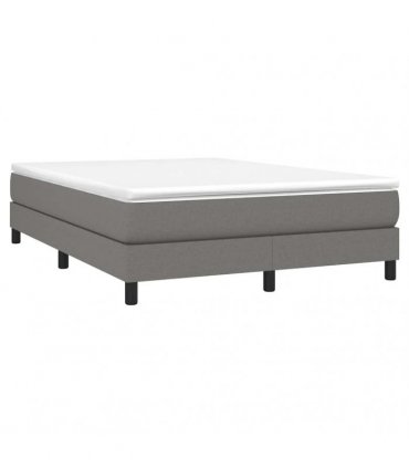 vidaXL Box Spring Bed Frame Dark Grey Double Fabric