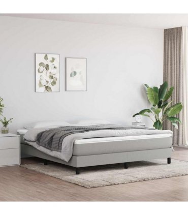 vidaXL Box Spring Bed Frame Light Grey Super King Fabric