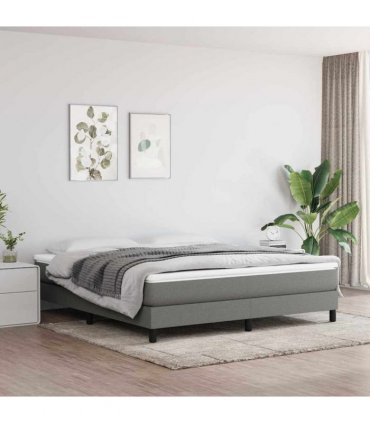 vidaXL Box Spring Bed Frame Dark Grey Super King Fabric
