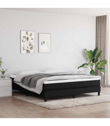 vidaXL Box Spring Bed Frame Black Super King Fabric
