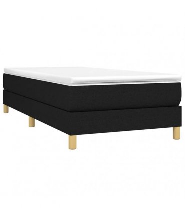 vidaXL Box Spring Bed Frame Black Single Fabric