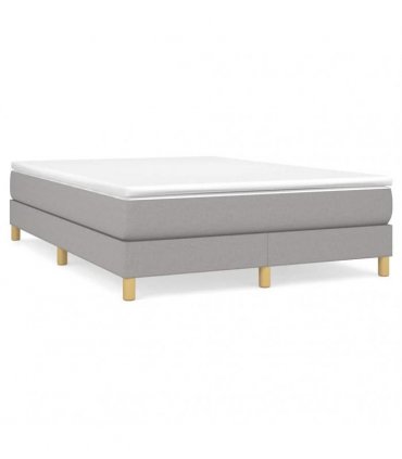 vidaXL Box Spring Bed Frame Light Grey Double Fabric
