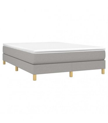 vidaXL Box Spring Bed Frame Light Grey Double Fabric
