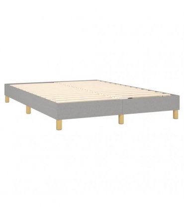 vidaXL Box Spring Bed Frame Light Grey Double Fabric