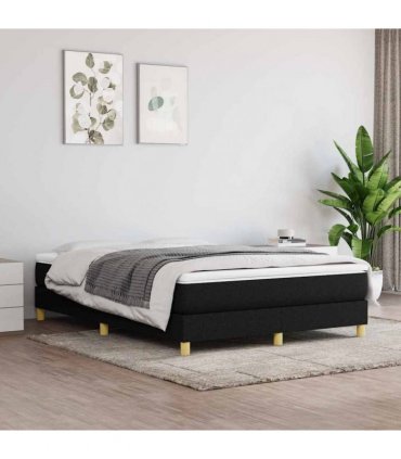 vidaXL Box Spring Bed Frame Black Double Fabric