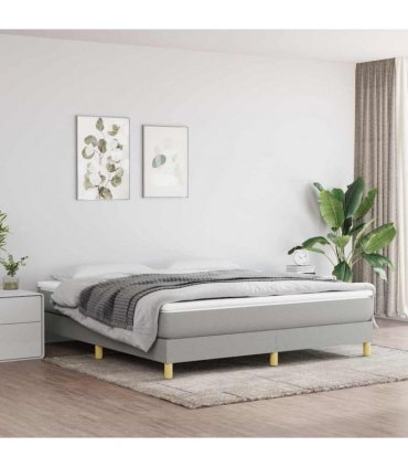 vidaXL Box Spring Bed Frame Light Grey Super King Fabric