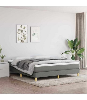 vidaXL Box Spring Bed Frame Dark Grey Super King Fabric