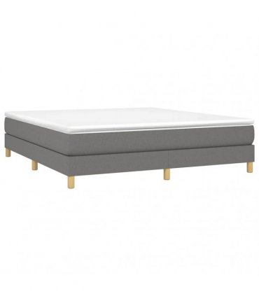 vidaXL Box Spring Bed Frame Dark Grey Super King Fabric