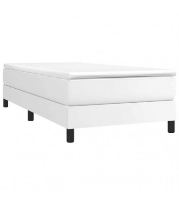vidaXL Box Spring Bed Frame White Single Faux Leather