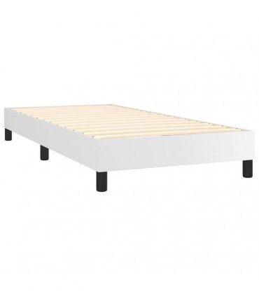 vidaXL Box Spring Bed Frame White Single Faux Leather