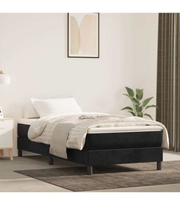 vidaXL Box Spring Bed Frame Black Single Velvet