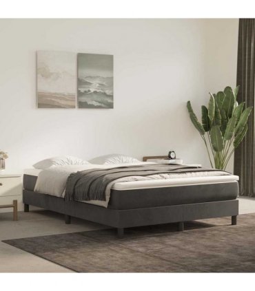 vidaXL Box Spring Bed Frame Dark Grey Double Velvet