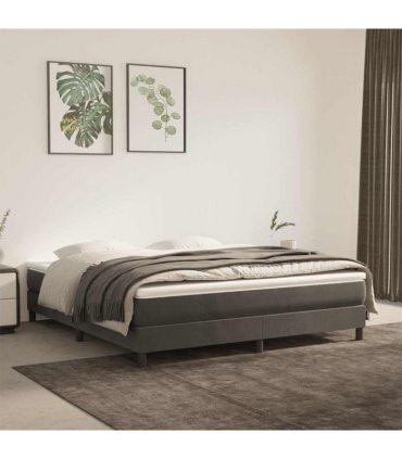 vidaXL Box Spring Bed Frame Dark Grey Super King Velvet