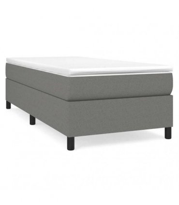 vidaXL Box Spring Bed Frame Dark Grey Single Fabric