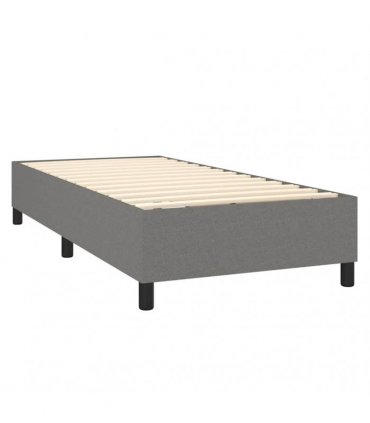 vidaXL Box Spring Bed Frame Dark Grey Single Fabric