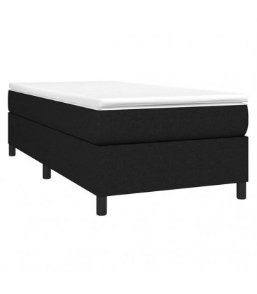vidaXL Box Spring Bed Frame Black Single Fabric
