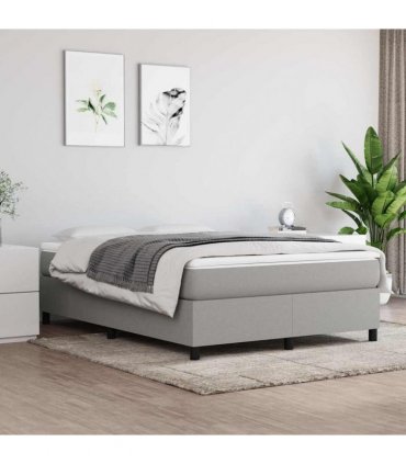vidaXL Box Spring Bed Frame Light Grey Double Fabric