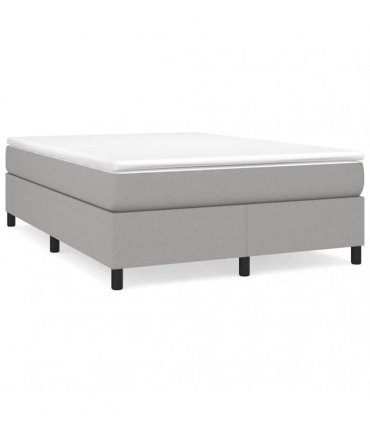 vidaXL Box Spring Bed Frame Light Grey Double Fabric