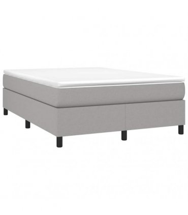 vidaXL Box Spring Bed Frame Light Grey Double Fabric