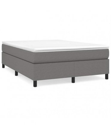 vidaXL Box Spring Bed Frame Dark Grey Double Fabric