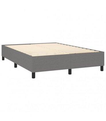 vidaXL Box Spring Bed Frame Dark Grey Double Fabric