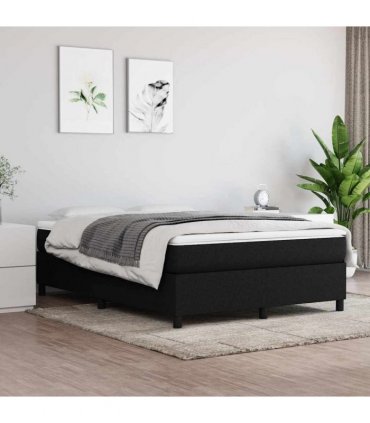 vidaXL Box Spring Bed Frame Black Double Fabric