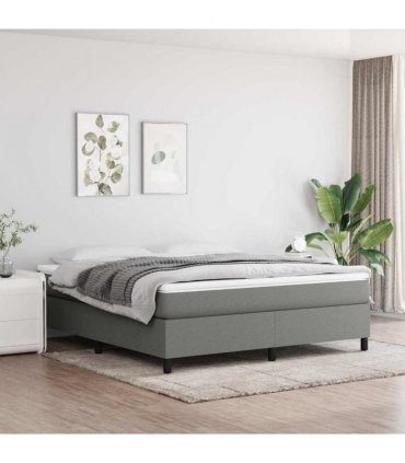 vidaXL Box Spring Bed Frame Dark Grey Super King Fabric