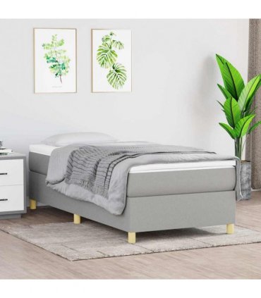 vidaXL Box Spring Bed Frame Light Grey Single Fabric