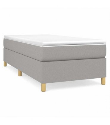 vidaXL Box Spring Bed Frame Light Grey Single Fabric