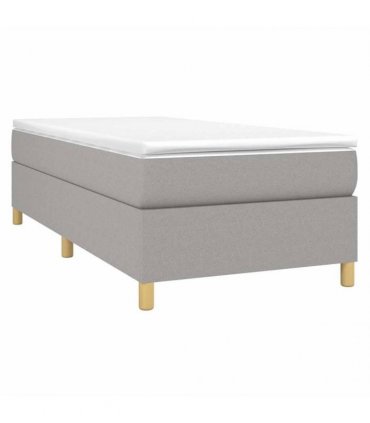 vidaXL Box Spring Bed Frame Light Grey Single Fabric