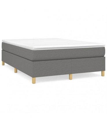vidaXL Box Spring Bed Frame Dark Grey Double Fabric