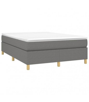 vidaXL Box Spring Bed Frame Dark Grey Double Fabric