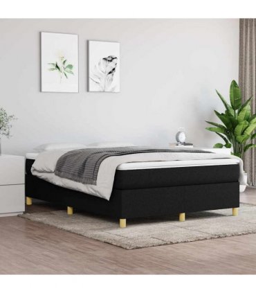 vidaXL Box Spring Bed Frame Black Double Fabric