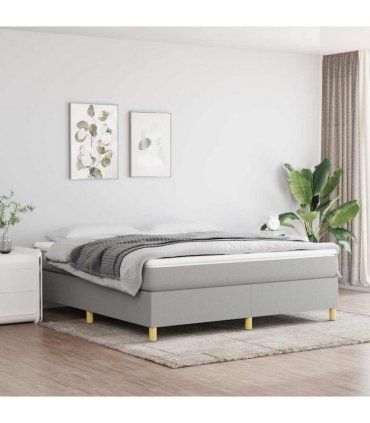 vidaXL Box Spring Bed Frame Light Grey Super King Fabric