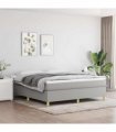 vidaXL Box Spring Bed Frame Light Grey Super King Fabric