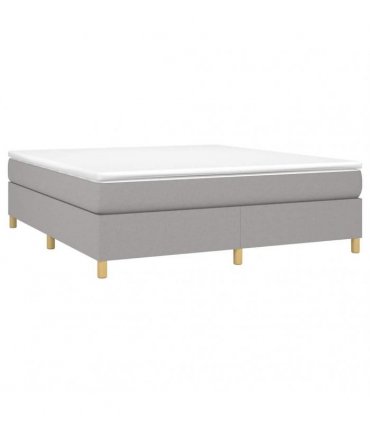 vidaXL Box Spring Bed Frame Light Grey Super King Fabric