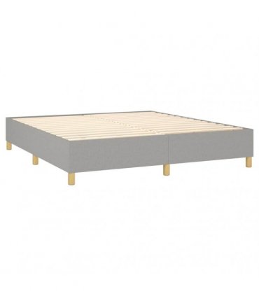 vidaXL Box Spring Bed Frame Light Grey Super King Fabric