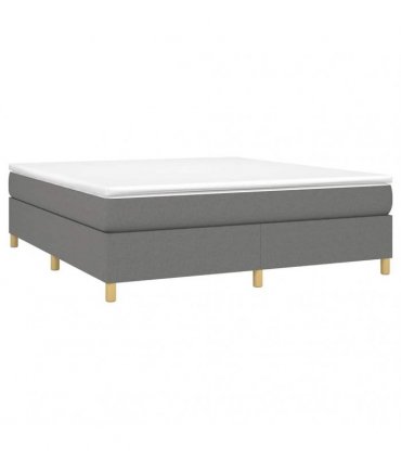 vidaXL Box Spring Bed Frame Dark Grey Super King Fabric