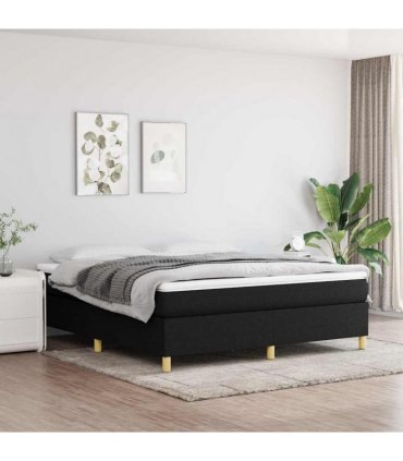 vidaXL Box Spring Bed Frame Black Super King Fabric