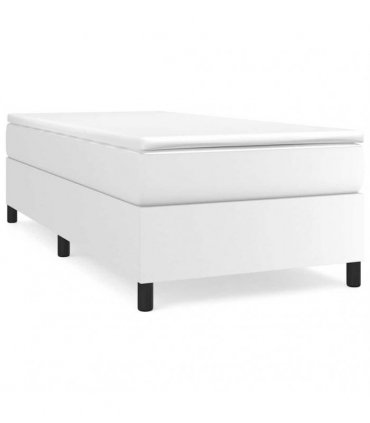 vidaXL Box Spring Bed Frame White Single Faux Leather