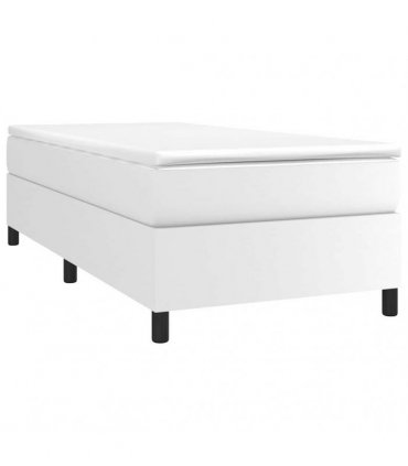 vidaXL Box Spring Bed Frame White Single Faux Leather
