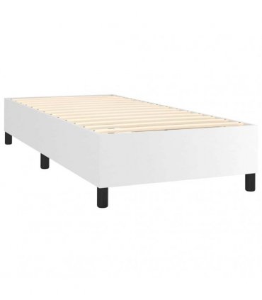 vidaXL Box Spring Bed Frame White Single Faux Leather