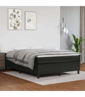 vidaXL Box Spring Bed Frame Black Double Faux Leather